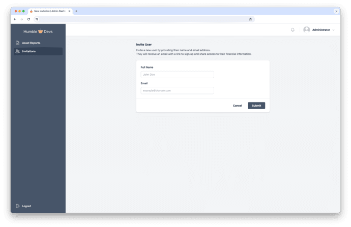Admin New Invitation