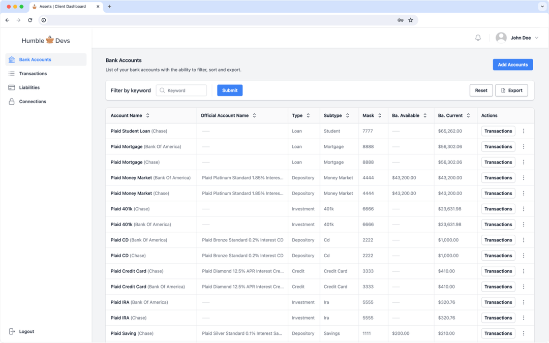 Client Bank Accounts